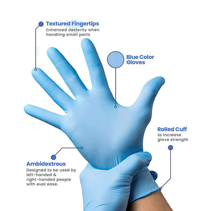 Blue Disposable Nitrile Examination Gloves