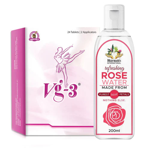 Dharmani's International Vg-3 Tablets & Rose Water | For Women (24 Tablets & 200 Ml Rose Water) Pack Of 2